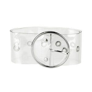 3413 Womens Grommet Clear Wide Waist Belts For Dresses Transparent Pin
